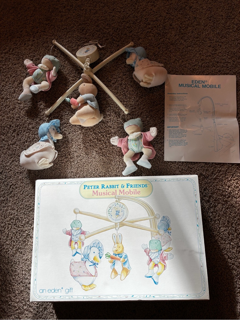 Eden Peter Rabbit & Friends Musical Mobile - Pastel Multicolor Plush